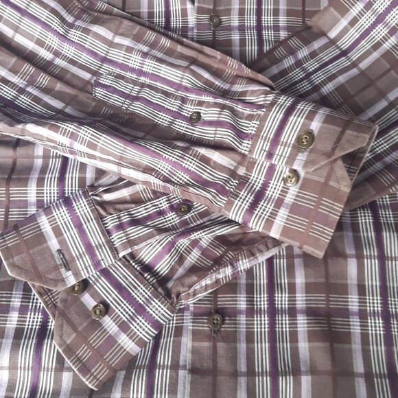 Harry Rosen SZ M Purple Plaid Lightweight Cotton LS Men's Button Up Shirt - Picture 4 of 14
